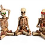 Meditating Skeleton Figurines Zen Yoga Decor LED Glow Eyes-0