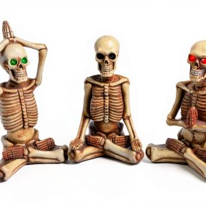Meditating Skeleton Figurines Zen Yoga Decor LED Glow Eyes-0