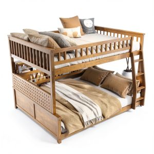 Anysun Full XL over Queen Bunk Bed with Shelving Lights-0