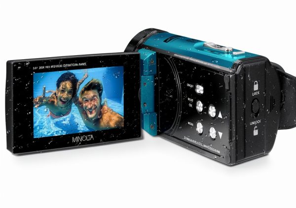 Minolta MN4K300WP 4K Waterproof Camcorder 56MP Blue Bundle-5