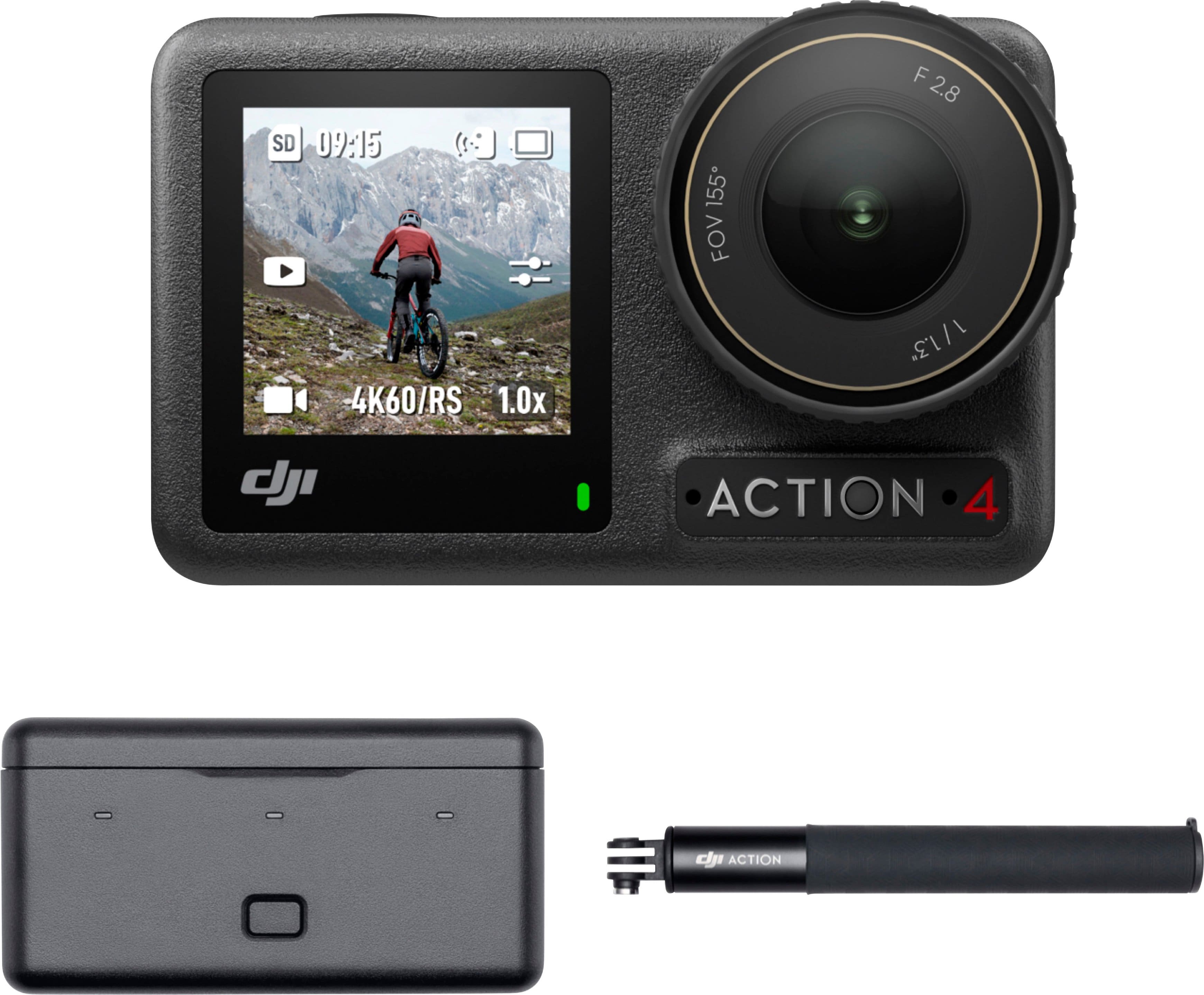 DJI Osmo Action 4 mounted on a helmet during a bike ride