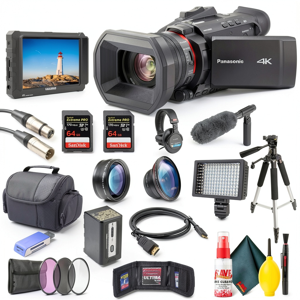 Panasonic HC-X1500 camcorder in use with accessories