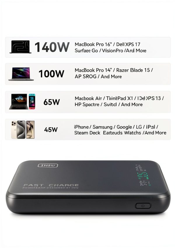 INIU 140W 25000mAh Power Bank Fast Charging Travel-4