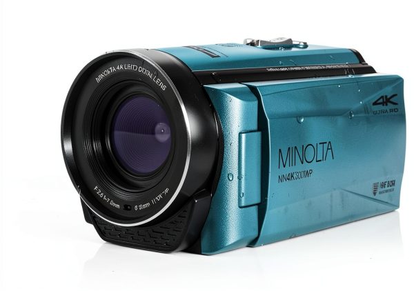 Minolta MN4K300WP 4K Waterproof Camcorder 56MP Blue Bundle-3