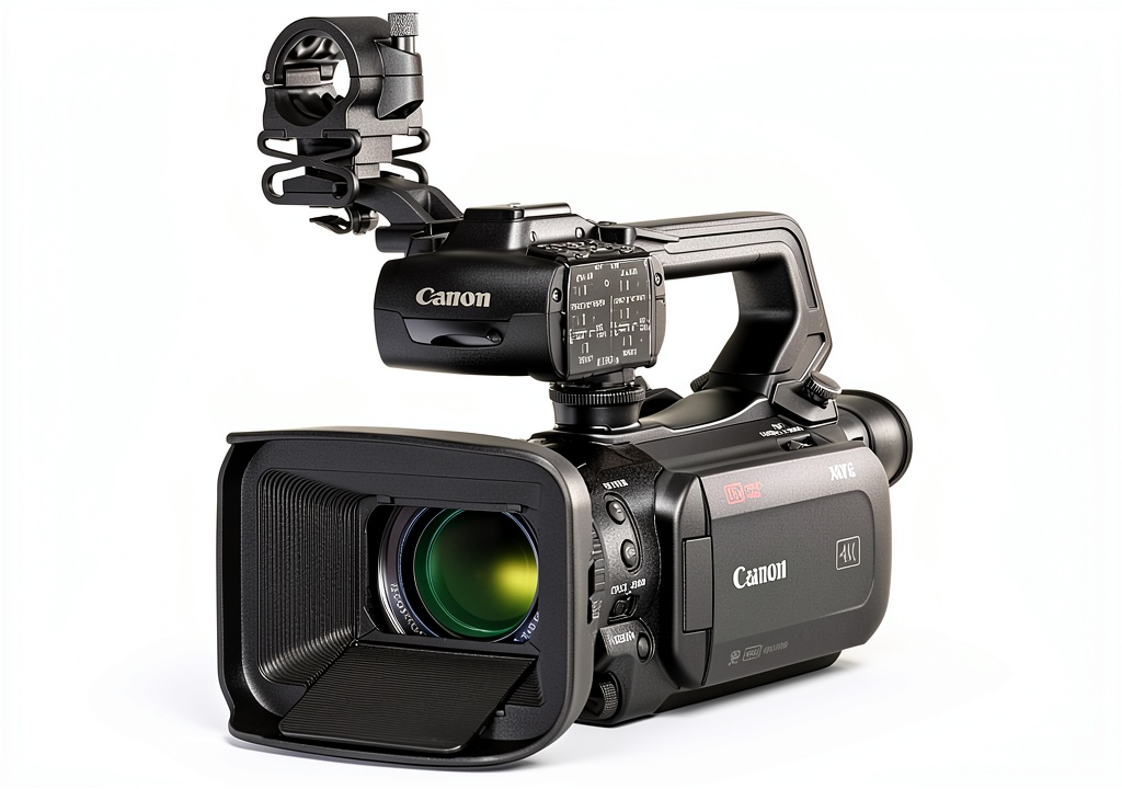 Canon XA75 camcorder in a professional filming setup