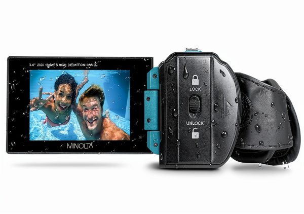 Minolta MN4K300WP 4K Waterproof Camcorder 56MP Blue Bundle-4