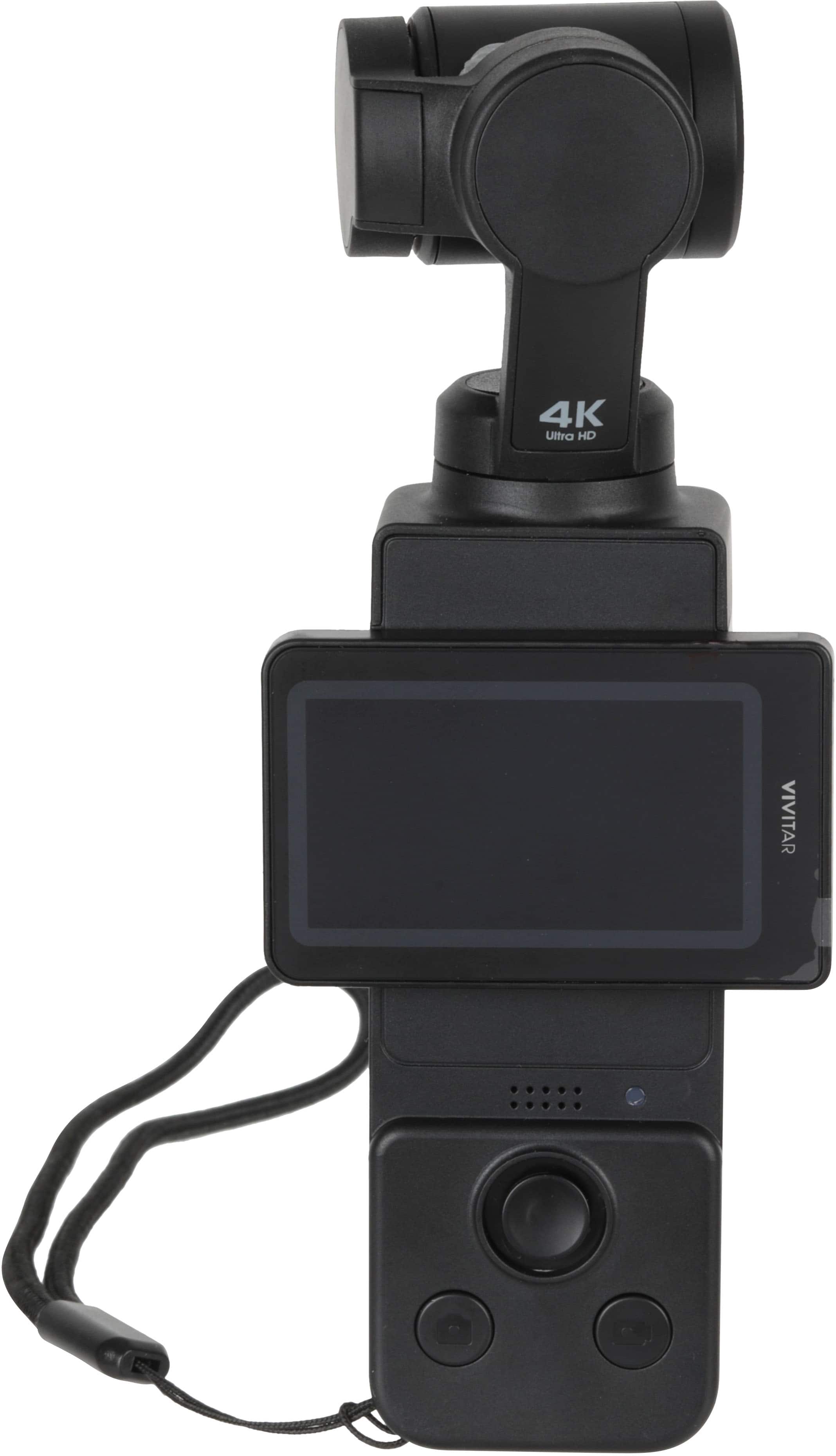 Vivitar Pocket Camcorder displaying 4K video on rotatable screen