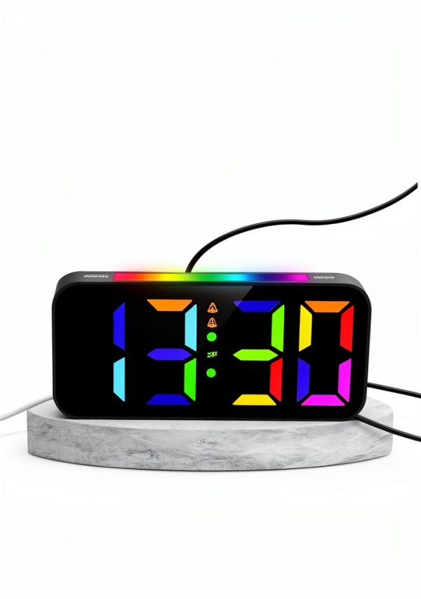 RGB Alarm Clock Color Changing Display Bedroom Decor-3