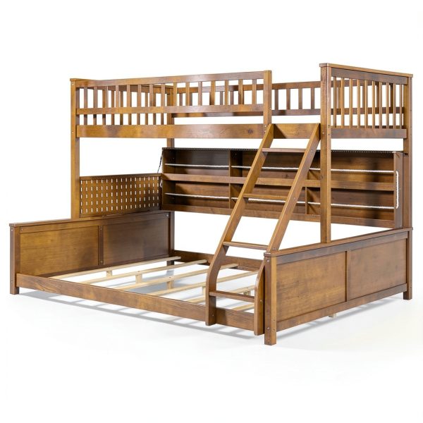Anysun Twin XL over Queen Bunk Bed Solid Wood Storage Lights-9