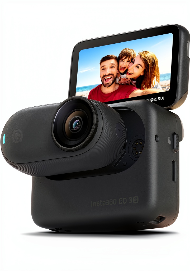 Insta360 GO 3S Black action camera mounted on a helmet during cycling