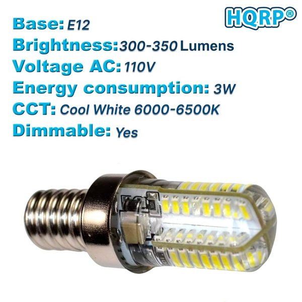 HQRP E12 LED Appliance Bulb 3W Dimmable Refrigerator Light-3
