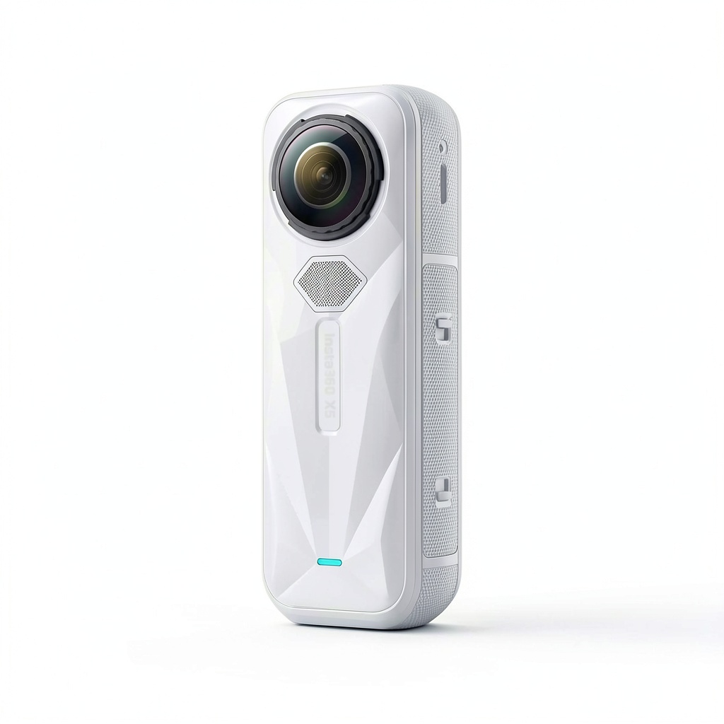 Insta360 X5 capturing 360 video in outdoor setting