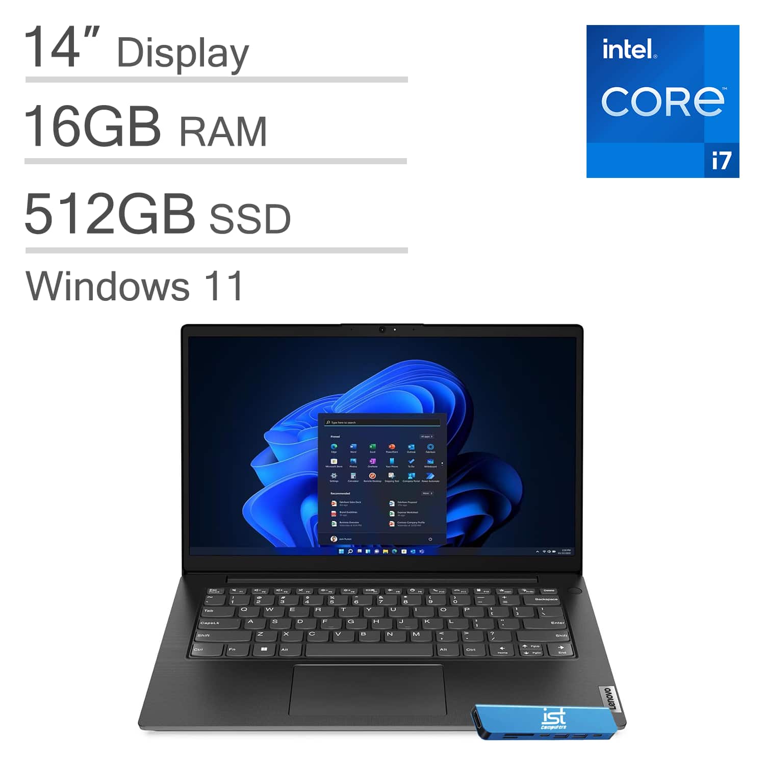 Lenovo V14 Gen 4 laptop on a desk with accessories