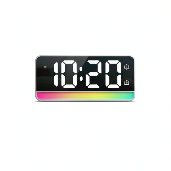 Digital Alarm Clock Large Display Color Night Light USB-4