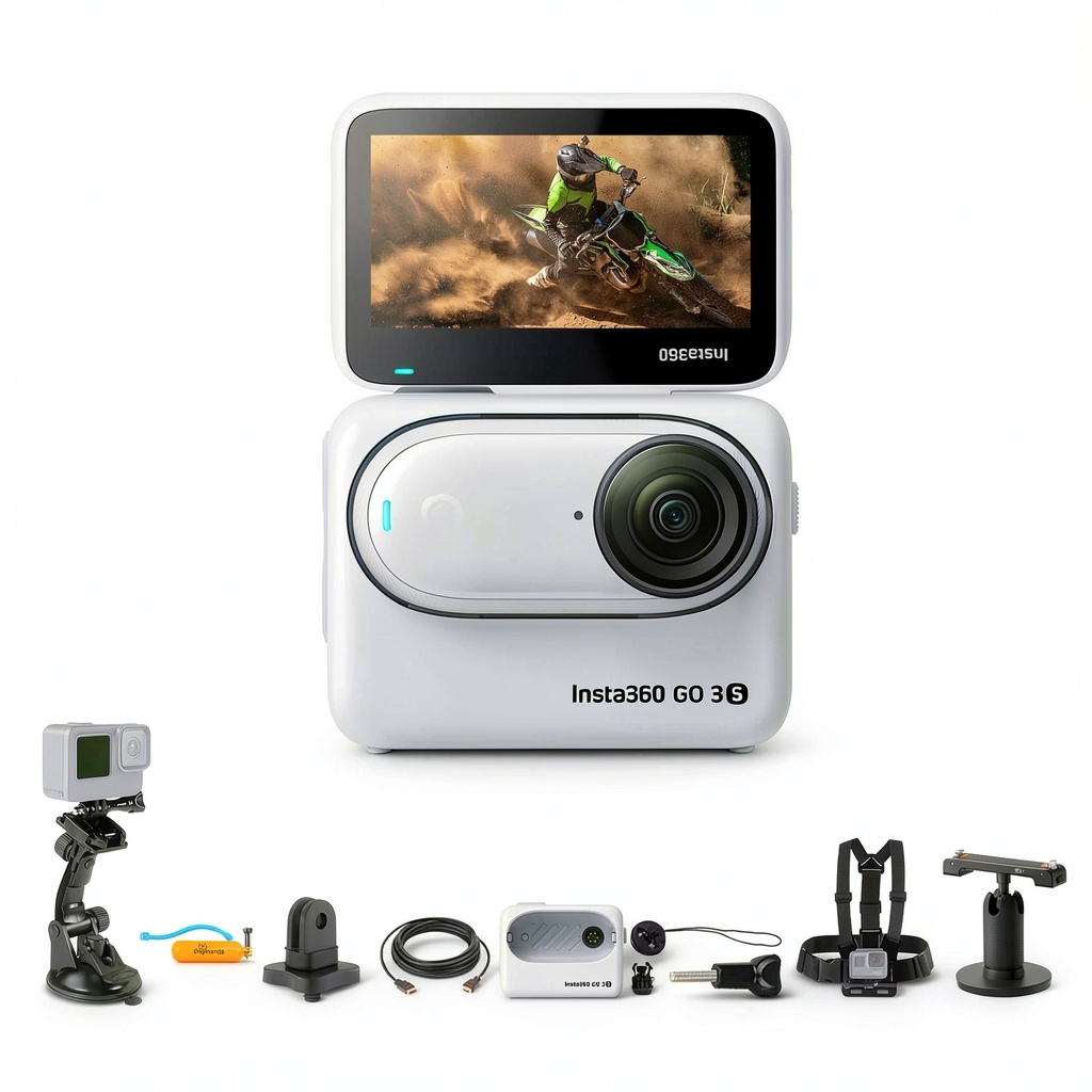 Insta360 GO 3S mounted on a helmet during outdoor adventure