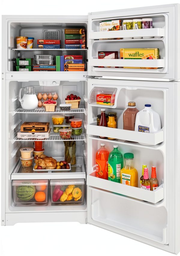 GE Top Freezer Refrigerator 16.6 Cu Ft LED Lighting-3