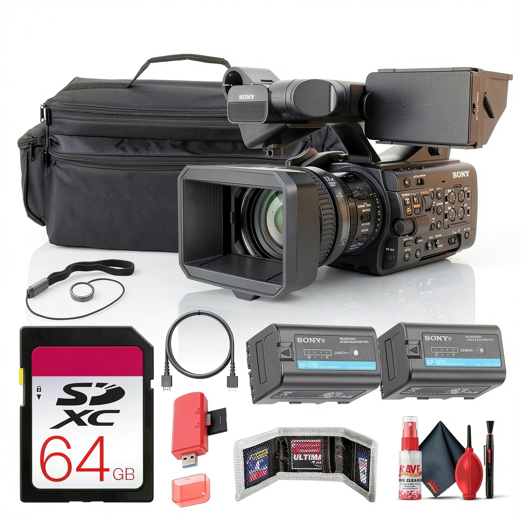 Installing Sony PXW Z300 4K Camcorder Professional Broadcast ENG on a wooden desk