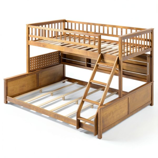 Anysun Twin XL over Queen Bunk Bed Solid Wood Storage Lights-4