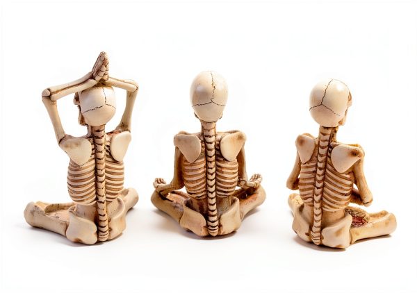 Meditating Skeleton Figurines Zen Yoga Decor LED Glow Eyes-3