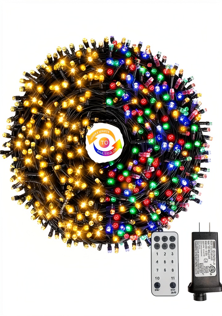 Installing Wikistore Christmas Color Changing String Lights 300 LED on a wooden deck