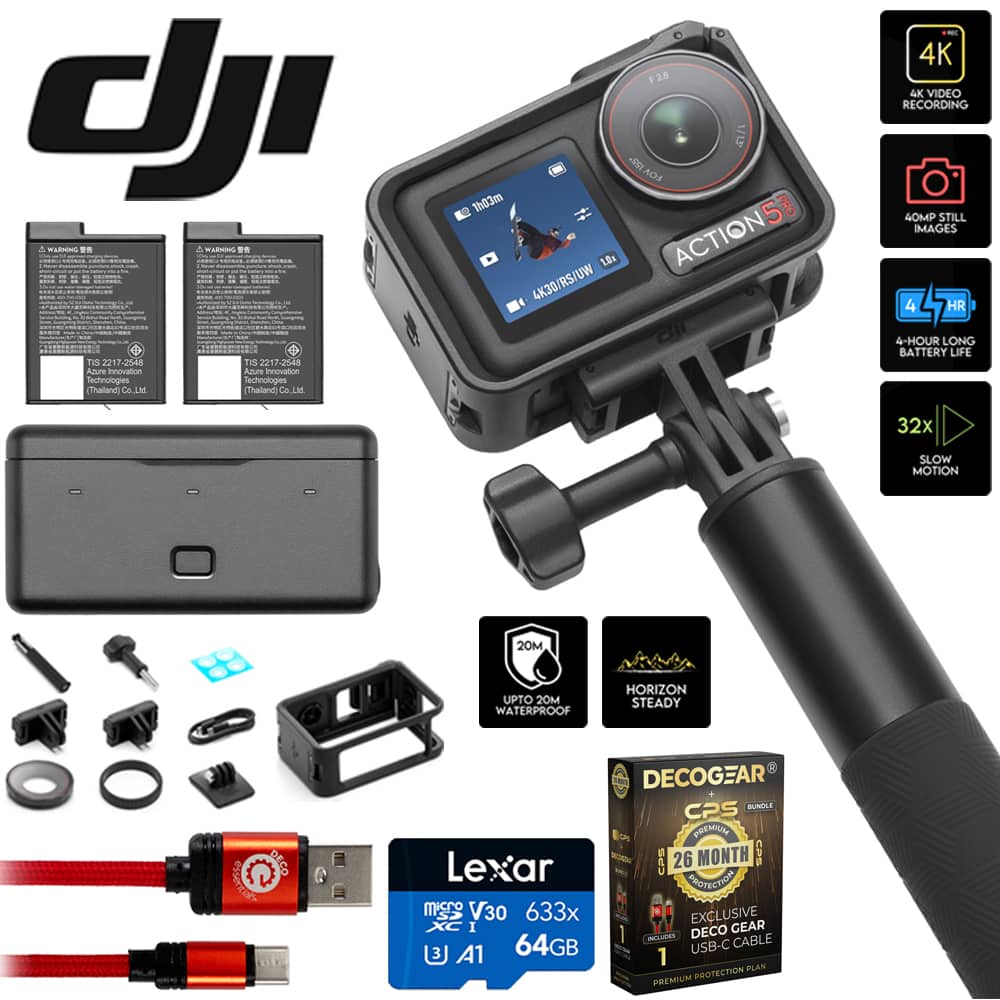 DJI Osmo Action 5 Pro recording 4K video in a mountain setting