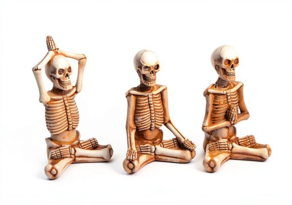 Meditating Skeleton Figurines Zen Yoga Decor LED Glow Eyes-2