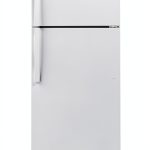 GE Top Freezer Refrigerator Edge Glass Shelves White Black-0