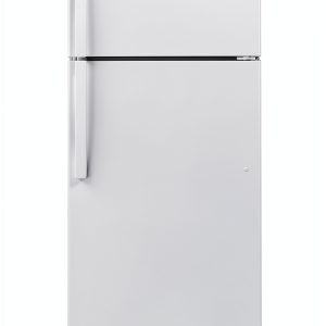 GE Top Freezer Refrigerator Edge Glass Shelves White Black-0