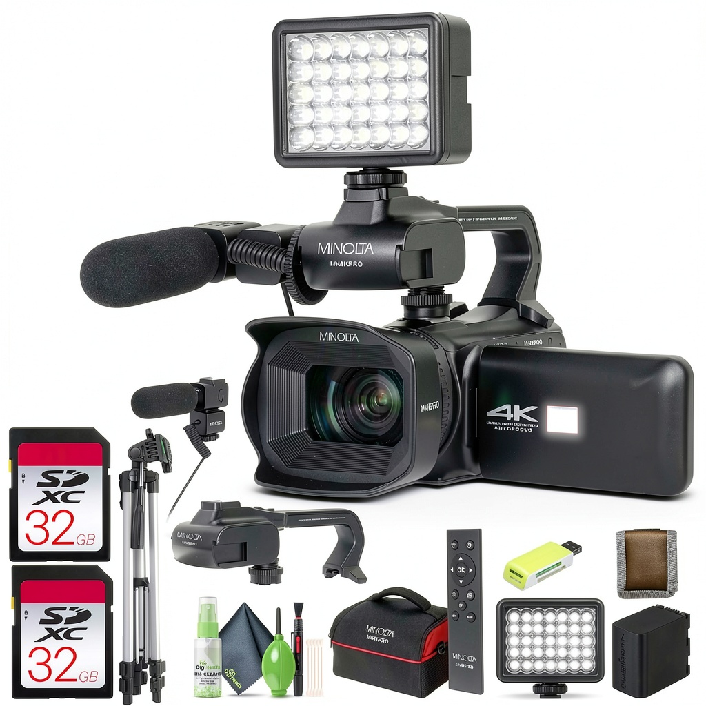 Minolta MN4KPRO camcorder with accessories on a table