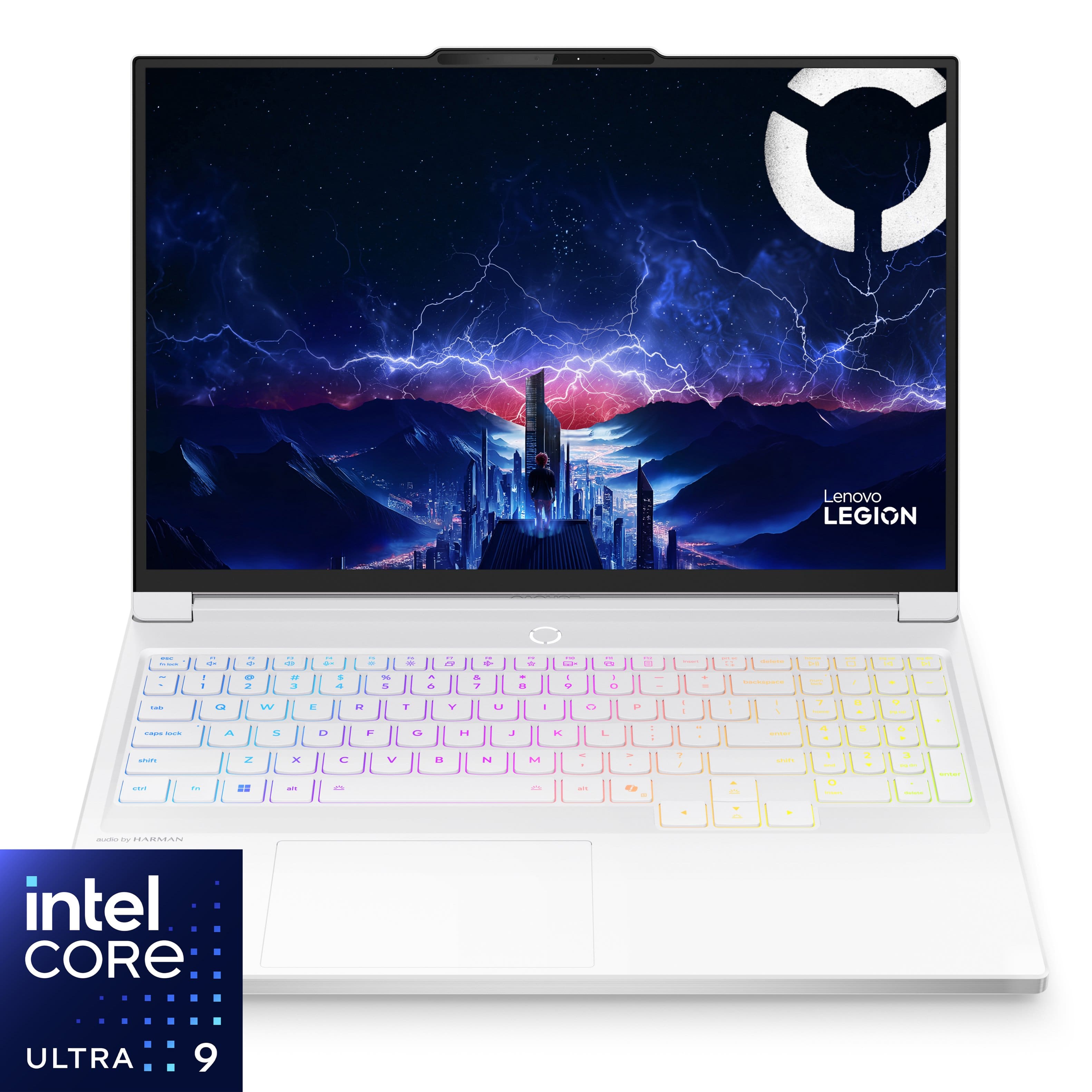 Lenovo Legion laptop displaying a vibrant game scene on its OLED screen