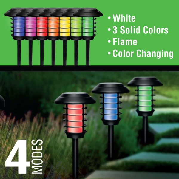 Bell Howell Solar Pathway Lights Outdoor LED Flame Decor-2