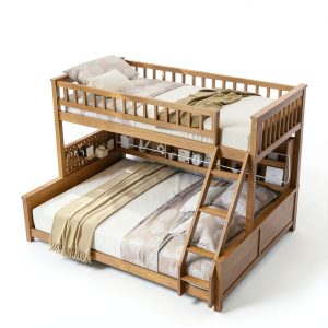 Anysun Twin XL over Queen Bunk Bed Solid Wood Storage Lights-0