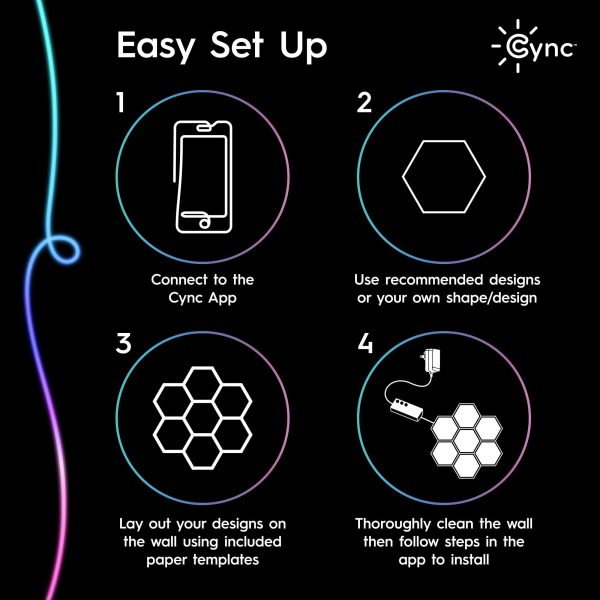 GE Cync Smart LED Hexagon Panel Lights Color Changing 7 Pack-4
