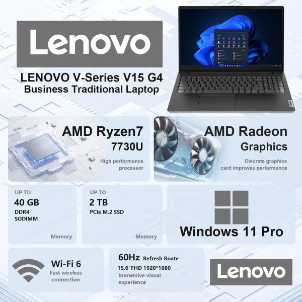 Lenovo V15 Laptop AMD Ryzen 7 16GB RAM 1TB SSD-1