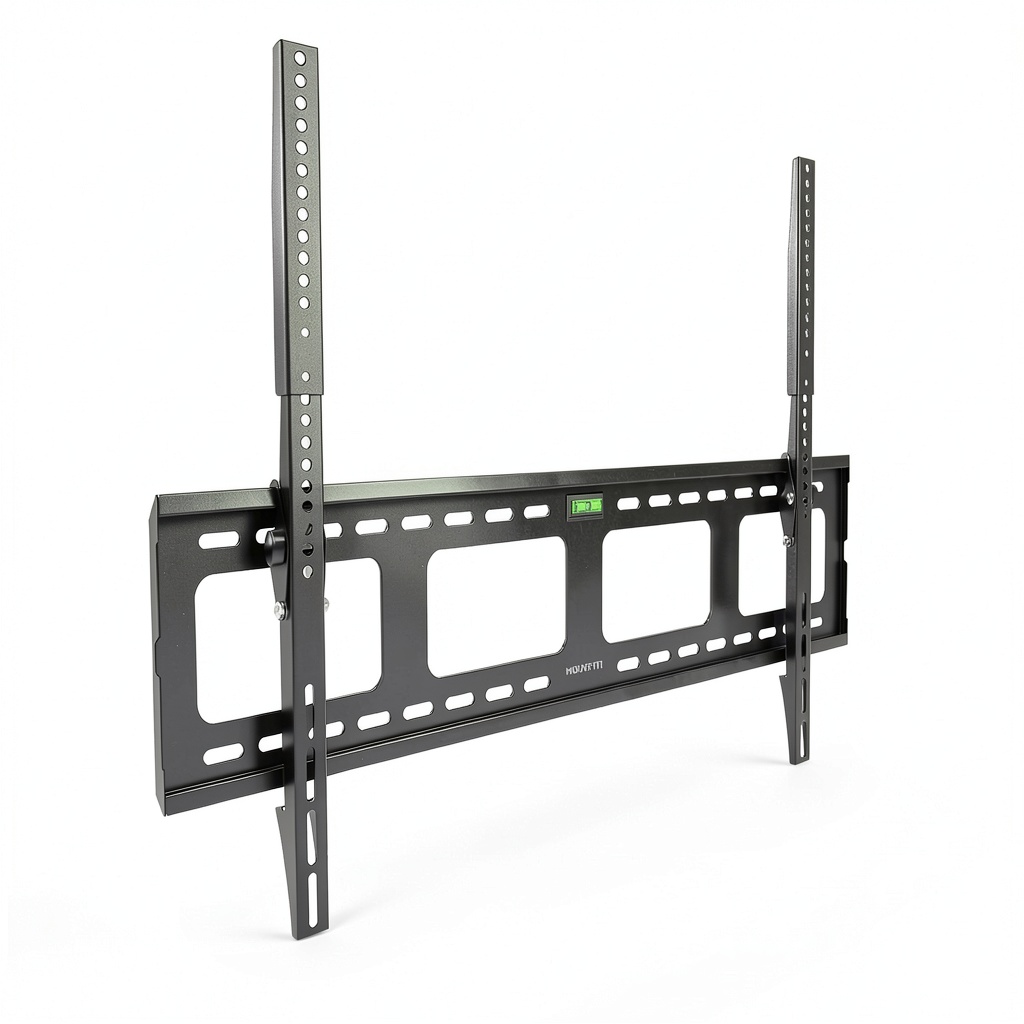 'Mount-It! TV wall mount installed on a living room wall with a large flat-screen TV'