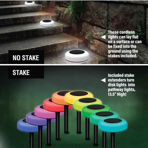 Bell and Howell Solar Disk Lights Waterproof Color Changing-3