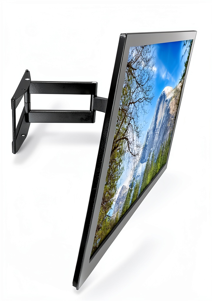 Mount-It TV wall mount installed in a living room with TV extended