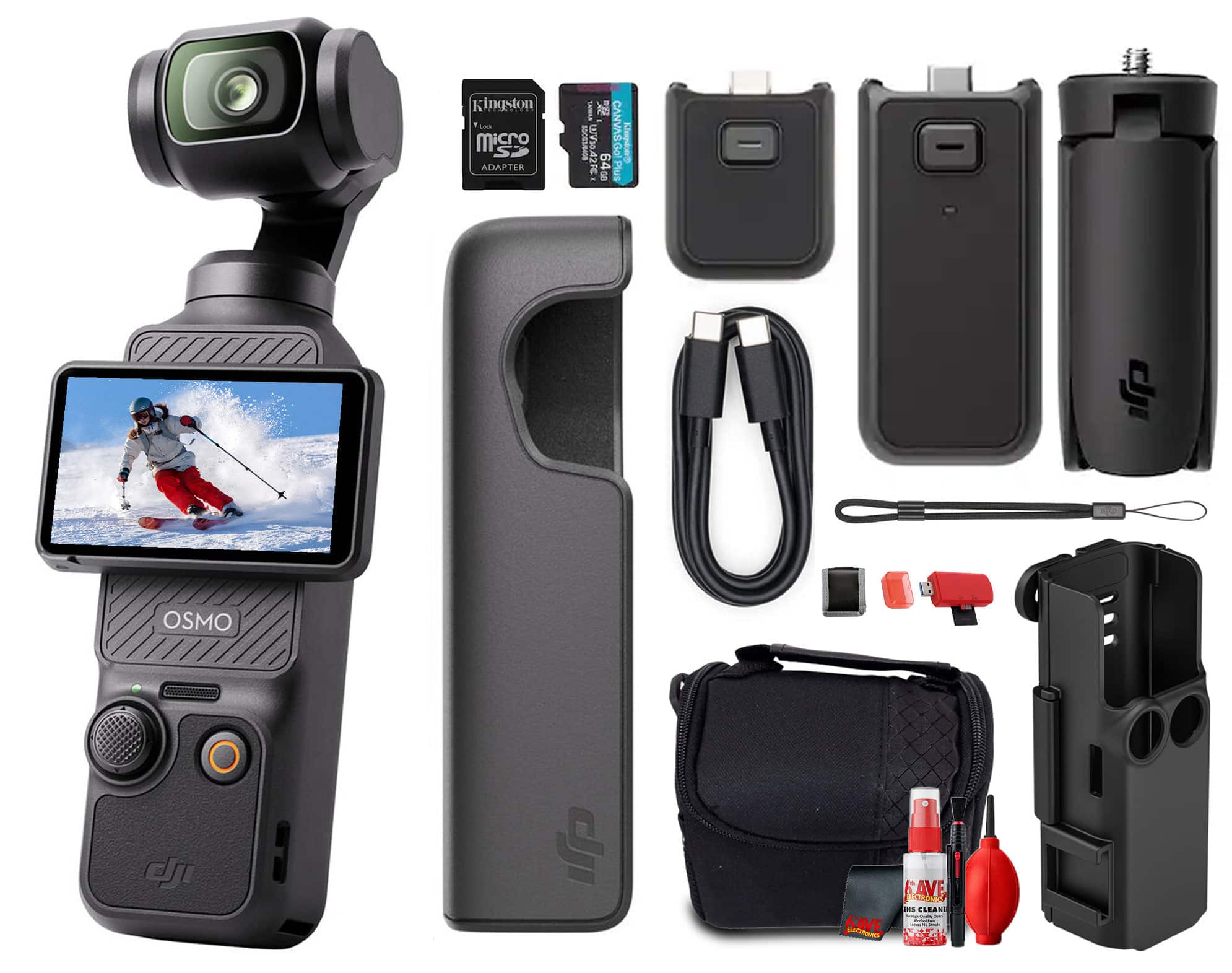DJI Osmo Pocket 3 handheld camera in use during outdoor vlogging