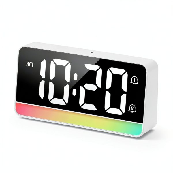 Digital Alarm Clock Large Display Color Night Light USB-0