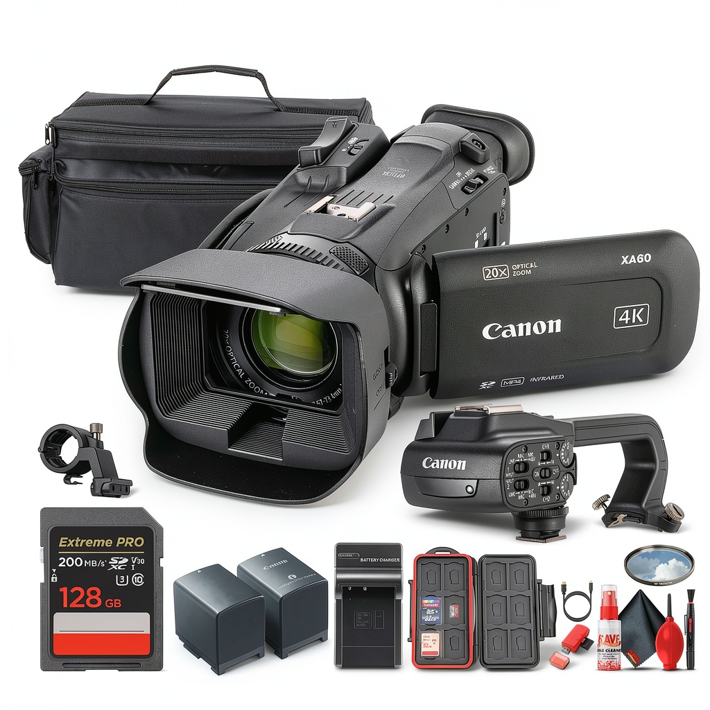 Canon XA60 camcorder in use during outdoor filming
