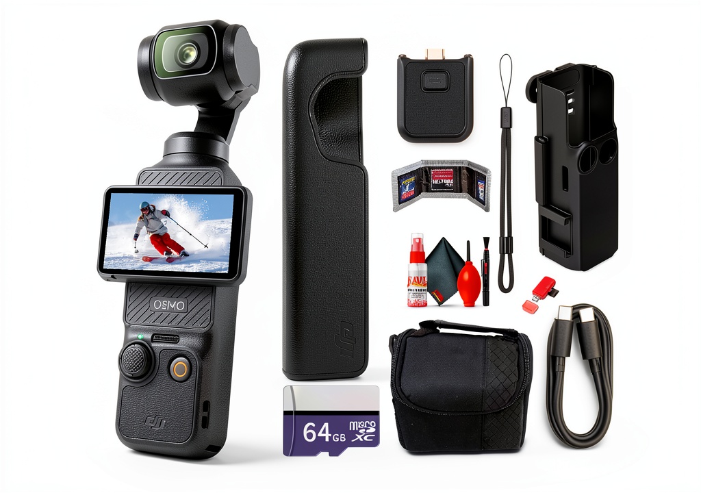 Installing DJI Osmo Pocket 3 Gimbal Camera 4K60 1 Inch Sensor on a wooden desk