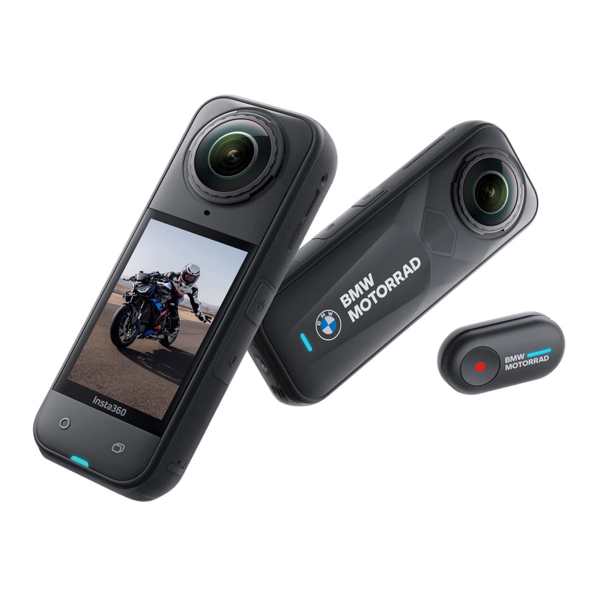 'Insta360 X5 360 Action Camera mounted on a motorcycle helmet'